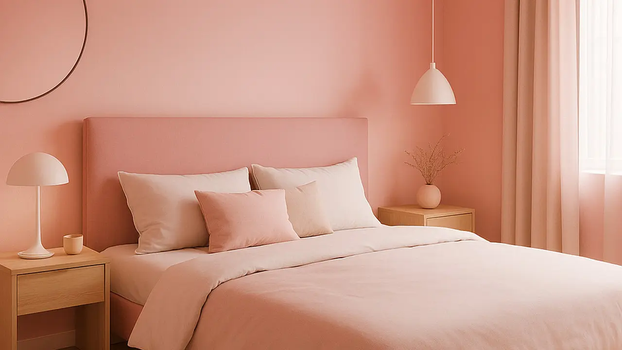 Kamar tidur cat millenial pink