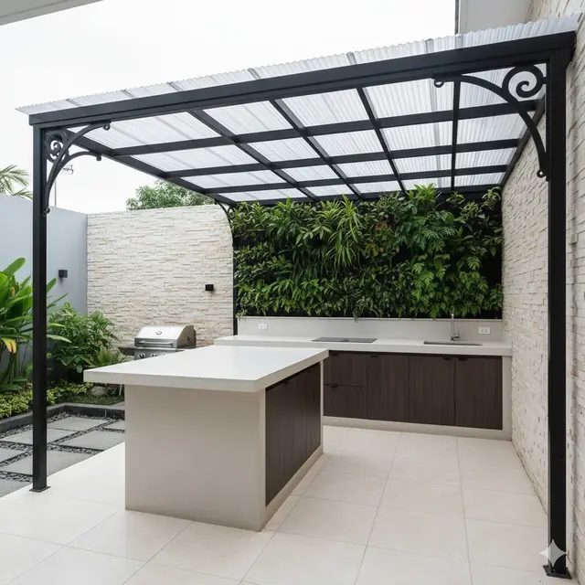 Model Dapur Outdoor Baja Ringan. Gemini