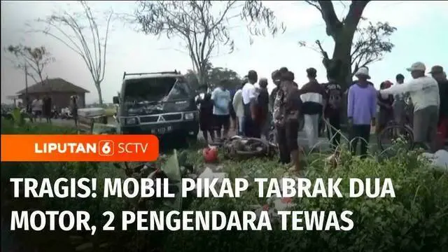 Kecelakaan adu banteng antara mobil pikap dan dua sepeda motor terjadi di Klaten, Jawa Tengah. Akibat peristiwa itu, dua orang tewas.