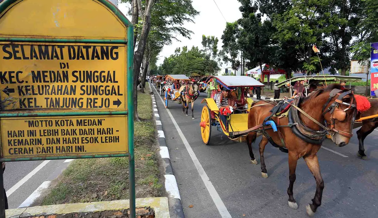 Dalam iring-iringan tersebut, juga akan ada perpaduan kedua alat musik dari dua budaya. yang akan mengalun disepanjang jalan. Dari Medan International Convention Center menuju ke lokasi resepsi di Komplek Bukit Hijau Regency. (Deki Prayoga/Bintang.com)