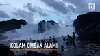 Puluhan orang berkumpul di Laguna Laswitan, Filipina untuk menikmati fenomena alam kolam ombak.