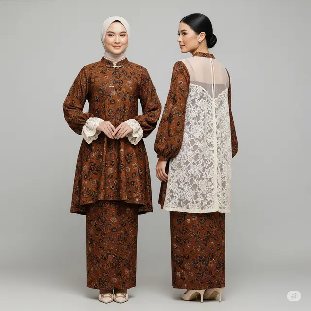 Model Batik Brokat Lengan Balon yang Memukau dan Elegan