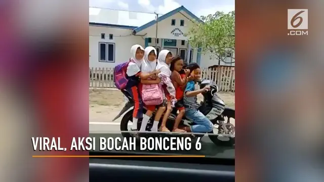 VIDEO: Nekat, Bocah SD Bonceng Enam Tanpa Helm