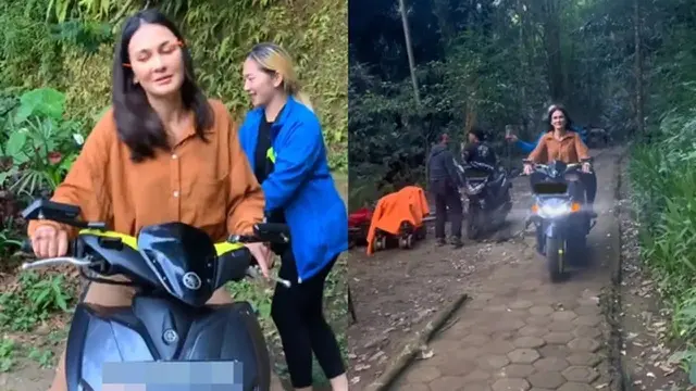 Melihat Aksi Luna Maya Mengendarai Motor Yamaha Aerox, Sempat Terbang