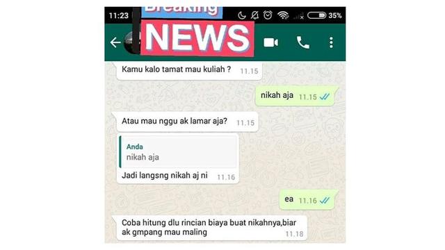 Chat Kocak saat Mencoba Melamar Ini bikin Ketawa Ngakak
