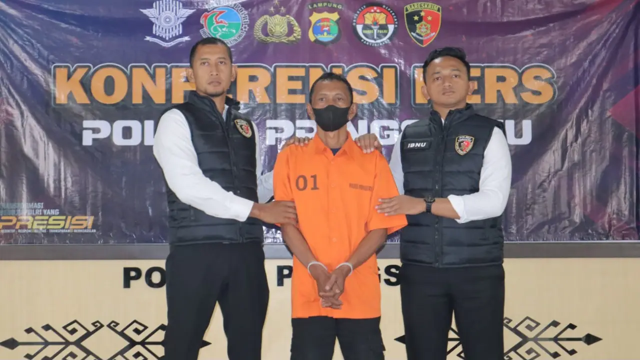 Polisi menetapkan Kepala Pekon Sukoharjo III Barat, Kecamatan Sukoharjo, Kabupaten Pringsewu. Foto : (Istimewa).