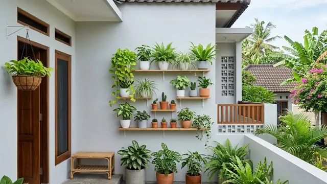 Kebun Vertikal di Dinding Teras