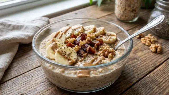 Ilustrasi Overnight Oatmeal Pisang Kurma/Gemini AI