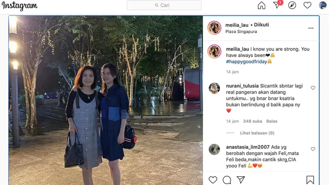 Unggahan Meilia Lau soal Felicia Tissue. (Foto: Instagram @meilia_lau)