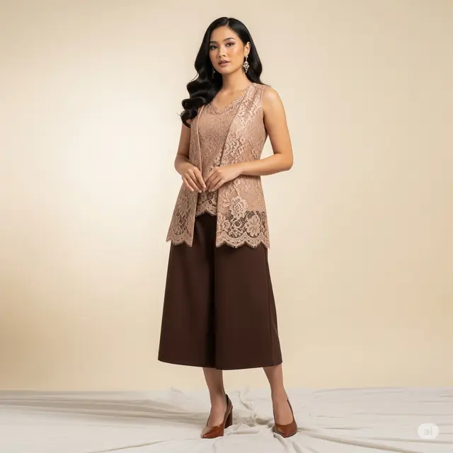 7 Inspirasi Baju Pesta Brokat Setelan Celana untuk Tampilan Elegan
