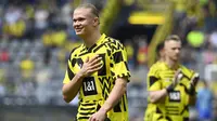 Setelah menjuarai liga Inggris 2021/2022, Manchester City langsung bergerak cepat untuk memperkuat skuatnya guna menghadapi musim depan. Mereka berhasil mendapatkan Erling Haaland dari Borussia Dortmund seharga 60 juta Euro. (AFP/Ina Fassbender)