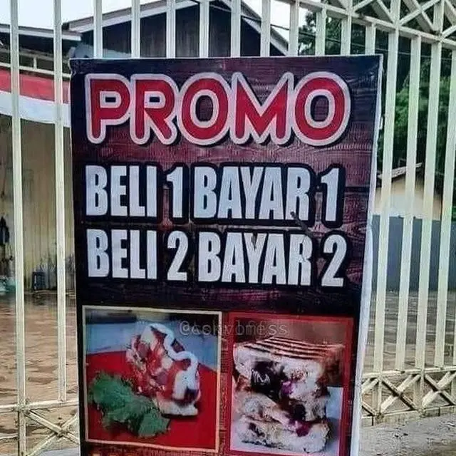 6 Tulisan Promo Jualan Beli 1 Gratis 1 Ini Nyeleneh, Bikin Pembeli Bingung