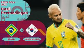Berita motion grafis data dan statistik laga 16 besar Piala Dunia 2022, Brasil vs Korea Selatan, Selasa (6/12/2022) dinihari WIB.