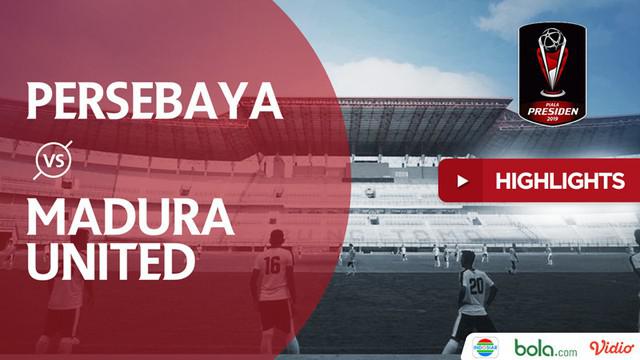 Berita video highlights leg I semifinal Piala Presiden 2019 antara Persebaya Surabaya melawan Madura United yang berakhir dengan skor 1-0 di Stadion Gelora Bung Tomo, Rabu (3/4/2019).