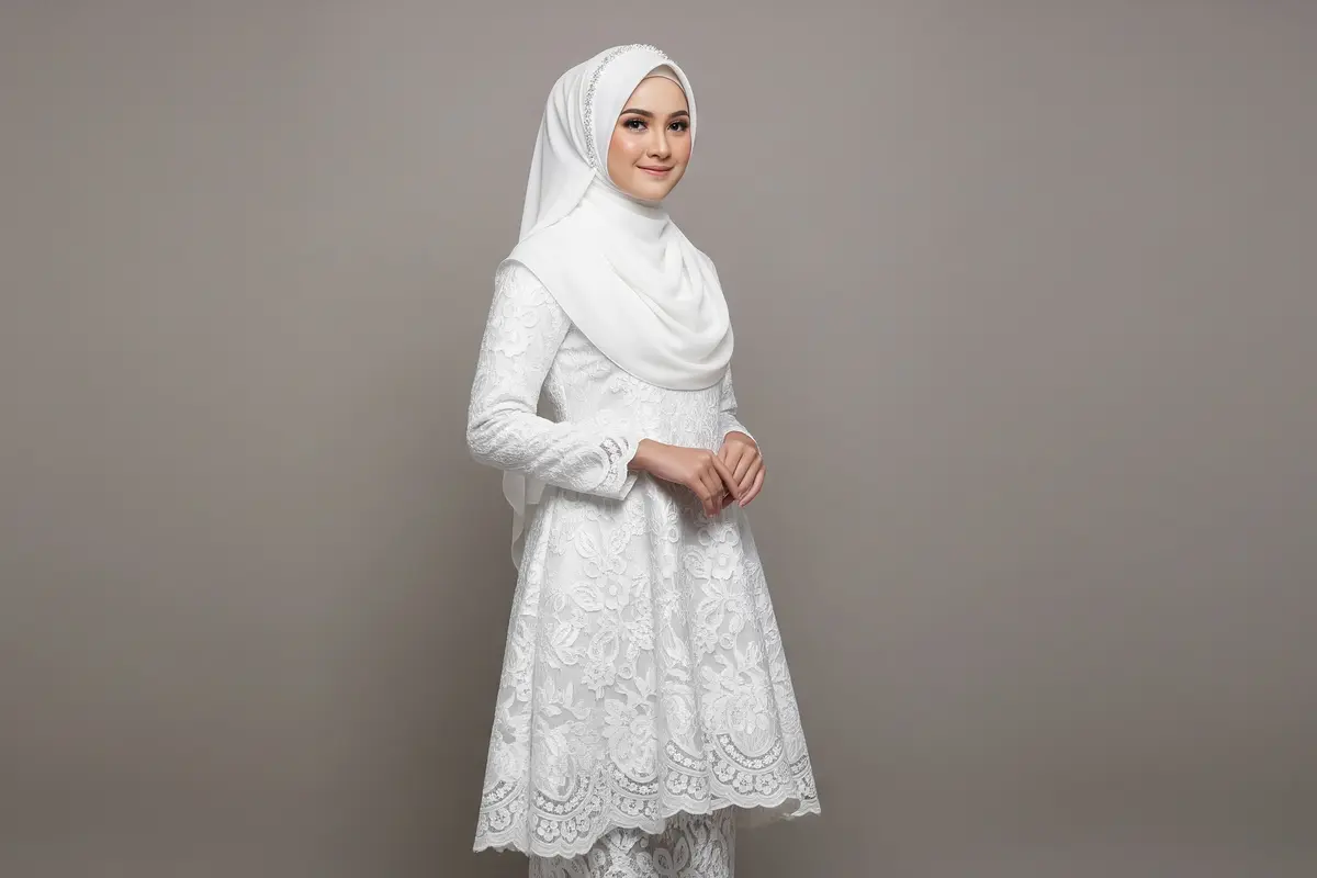 Model Baju Bridesmaid Brokat Hijab/ Ilustrasi AI