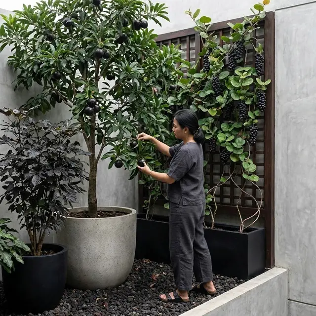 Kebun Buah Langka Bertema Hitam Eksklusif (Gemini AI)