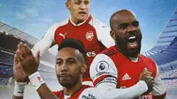 Arsenal - Pierre-Emerick Aubameyang, Alexandre Lacazette, Alexis Sanchez (Bola.com/Decika Fatmawaty)