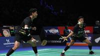Ganda putra Indonesia Bagas Maulana/Muhammad Shohibul Fikri melesat ke semifinal Denmark Open 2023 setelah menang atas&nbsp;Lee Jhe-Huei/Yang Po-Hsuan dari Chinese Taipei. Bagas/Fikri menang 22-20, 19-21, dan 21-15 di Jyske Bank Arena, Odense, Denmark, Sabtu (21/10) dini hari WIB. (foto: PBSI)