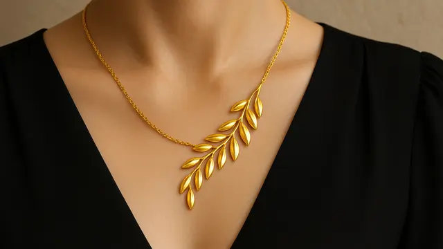 Model Kalung Emas 24 Karat 5 Gram Motif Padi yang Ringan dan Elegan, Bikin Tampilan Jadi Modern dan Stylish