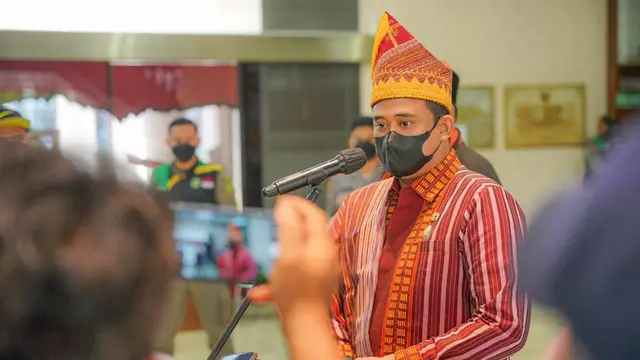 Wali Kota Medan, Bobby Nasution, di Balai Kota Medan