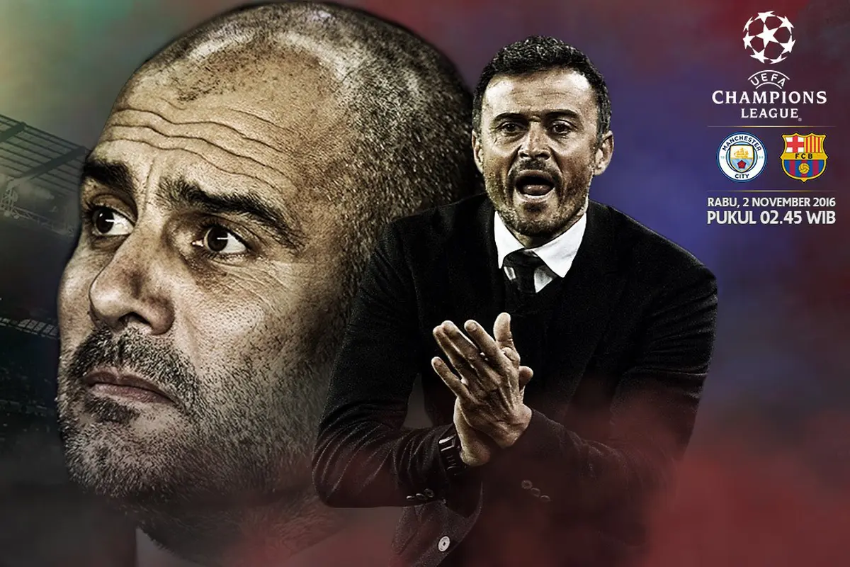 Liga Champions_Manchester City Vs Barcelona_Pelatih (Bola.com/Adreanus Titus)