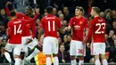 Paul Pogba merayakan gol yang dicetaknya ke gawang Fenerbahce dalam laga Grup A Liga Europa di Stadion Old Trafford, Manchester, Jumat (21/10/2016). (Action Images via Reuters/Jason Cairnduff)