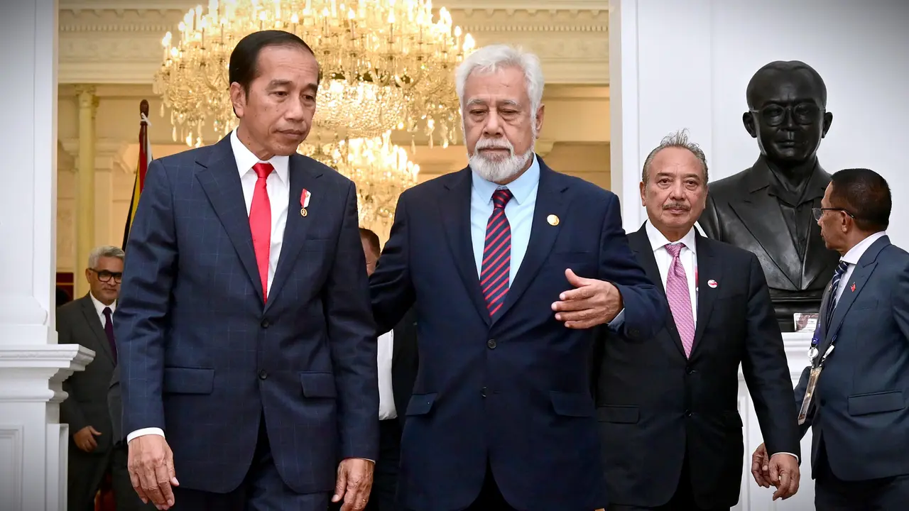 Jokowi saat melakukan pertemuan bilateral dengan Perdana Menteri (PM) Timor-Leste, Xanana Gusmao