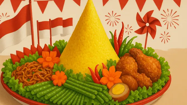 Cara Menghias Tumpeng Sederhana Tapi Cantik untuk Lomba 17 Agustus/Ilustrasi Gambar AI