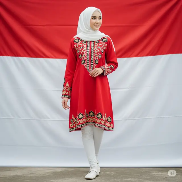 Outfit Lomba 17 Agustus untuk Muslimah.
