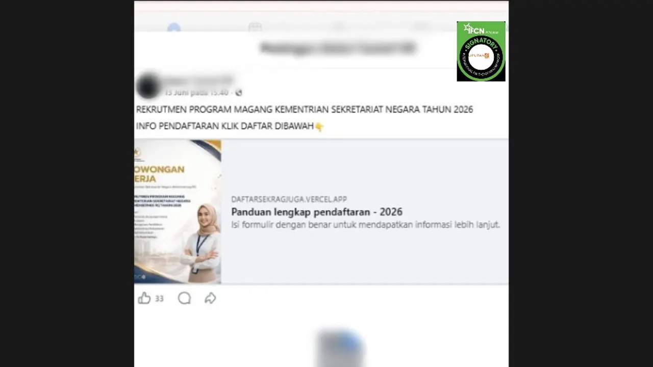 Cek Fakta Liputan6.com mendapati klaim link pendaftaran magang di Kementerian Sekretariat Negara (Kemensetneg) 2026.