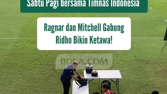 Suasana latihan Timnas Indonesia di Bali United Training Center diwarnai momen lucu saat Rizky Ridho melontarkan teriakan "Bali United Jaya!