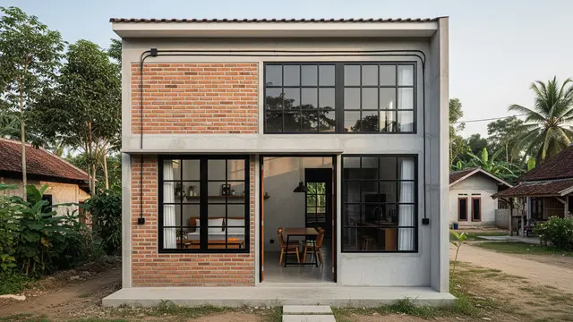 Rumah Minimalis Industrial dengan Material Ekspos