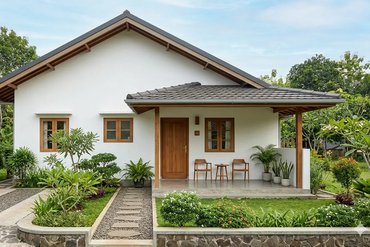 Contoh Rumah Sederhana dengan Teras Luas untuk Hari Tua. Gemini
