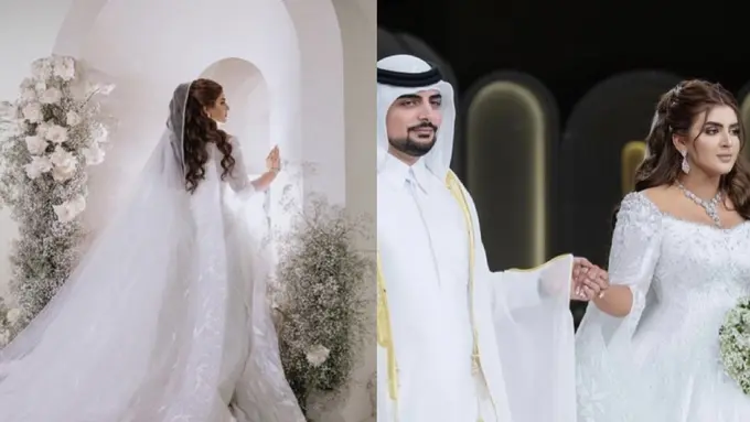 Penampilan Putri Penguasa Dubai Kenakan Gaun Pernikahan