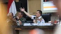 Rapat Koordinasi (Rakor) Percepatan Pengendalian Kebakaran Hutan dan Lahan Provinsi Sumsel di Auditorium Graha Bina Praja, Kamis (5/10/2023).