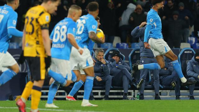 Perayaan gol pemain Napoli ke gawang Inter Milan