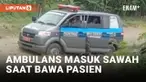Bawa Ibu dan Bayi Pasca Melahirkan, Ambulans di Lamongan Terperosok ke Sawah Berlumpur
