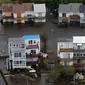 Badai Florence mengakibatkan banjir di wilayah Jacksonville, Carolina Utara, AS, Minggu (16/9). Sebanyak 20.000 warga menyelamatkan diri ke tempat pengungsian. (AP Photo/Steve Helber)