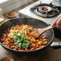 Resep Makaroni Basah Pedas dengan Telur. Foto: AI Generated