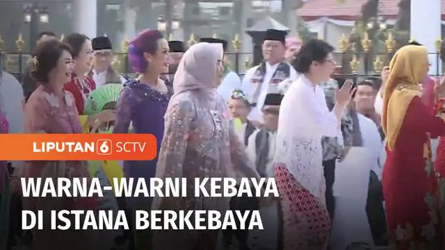 Para perempuan berkebaya warna-warni memadati halaman Istana Merdeka dan Monas, Jakarta. Mereka berpartisipasi dalam acara Istana Berkebaya yang menjadi salah satu rangkaian acara HUT ke-78 Republik Indonesia.