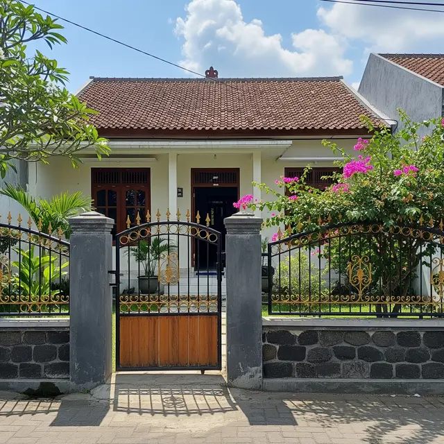 Model Rumah Sederhana dengan Pagar Depan Klasik
