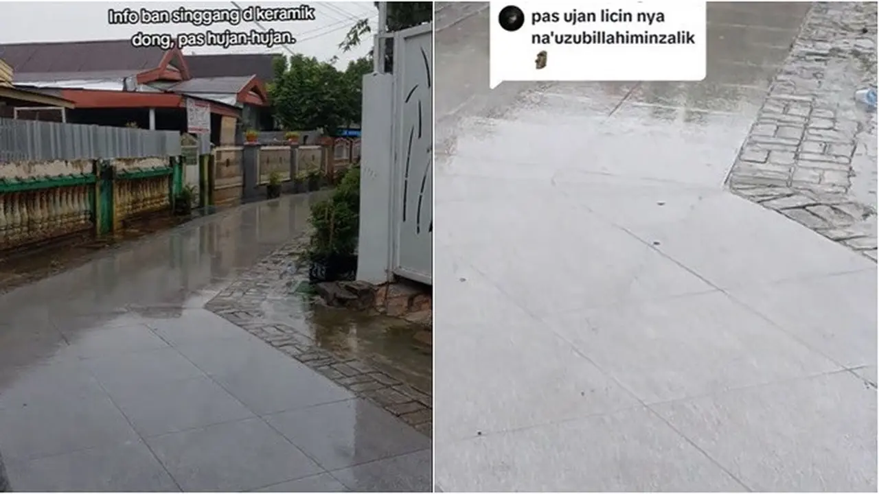 Viral Sepanjang Jalan Perumahan Dipasangi Keramik, Bikin Licin Saat Hujan