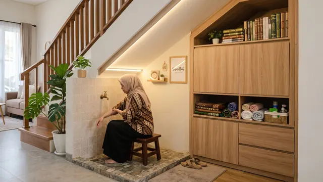 Model Tempat Wudhu di Bawah Tangga