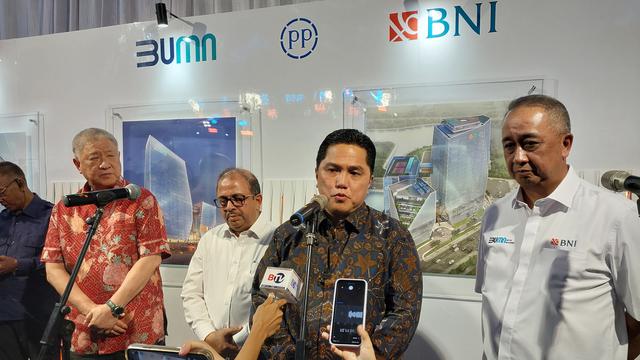 Menteri BUMN Erick Thohir menyaksikan langsung groundbreaking gedung baru milik PT Bank Negara Indonesia (Persero) Tbk atau BNI