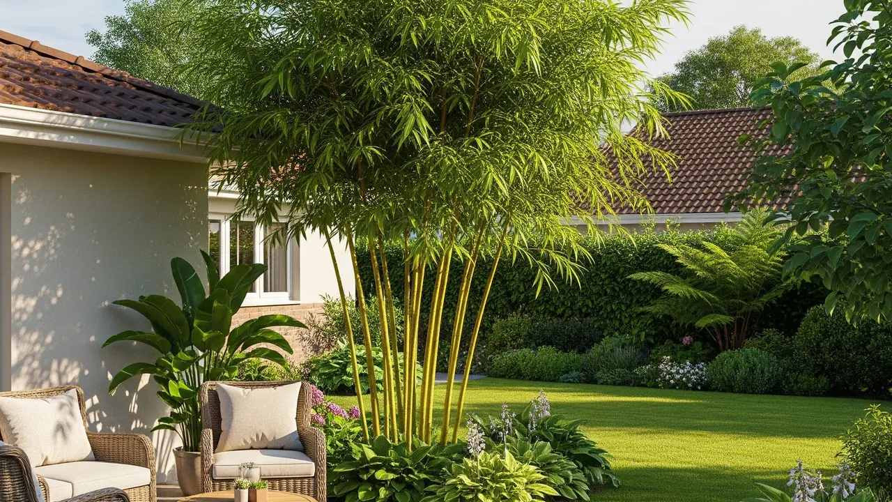 Tanaman Palem Bambu di Halaman Rumah (AI Generated)