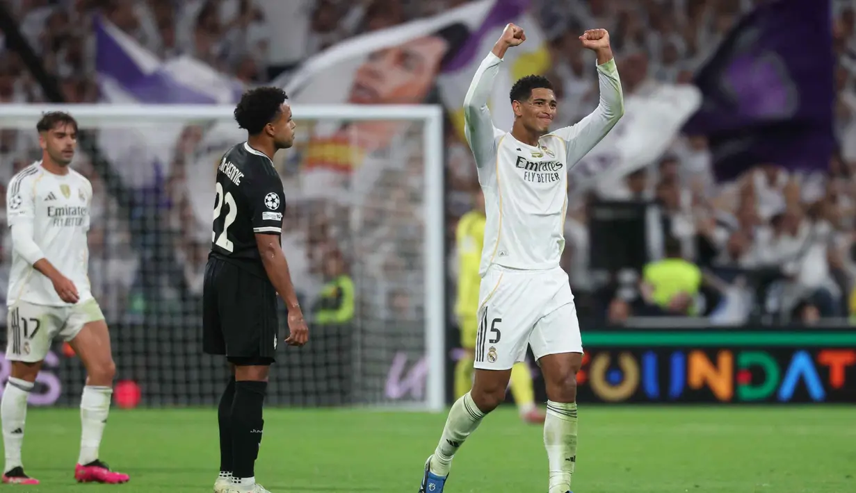 Kemenangan ini membuat tim racikan pelatih Xabi Alonso sukses mempertahankan catatan sempurna di Liga Champions musim ini dengan tiga kemenangan dari tiga laga. (Pierre-Philippe MARCOU/AFP)