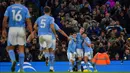 Akhirnya, gol tunggal Erling Haaland pada menit ke-71 menjadi penentu kemenangan Manchester City atas Brentford. (AP Photo/Rui Vieira)