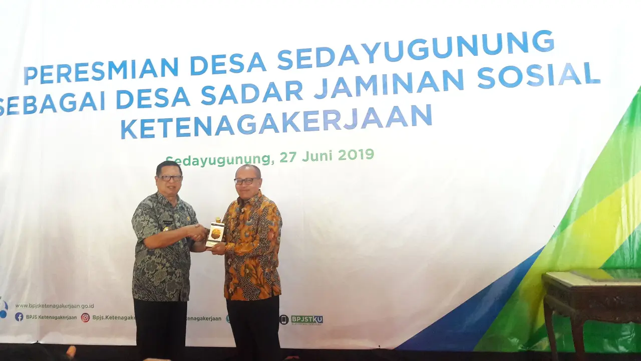 BPJS Ketenagakerjaan resmikan Desa Sedayu Gunung sebagai Desa Sadar Jaminan Sosial.