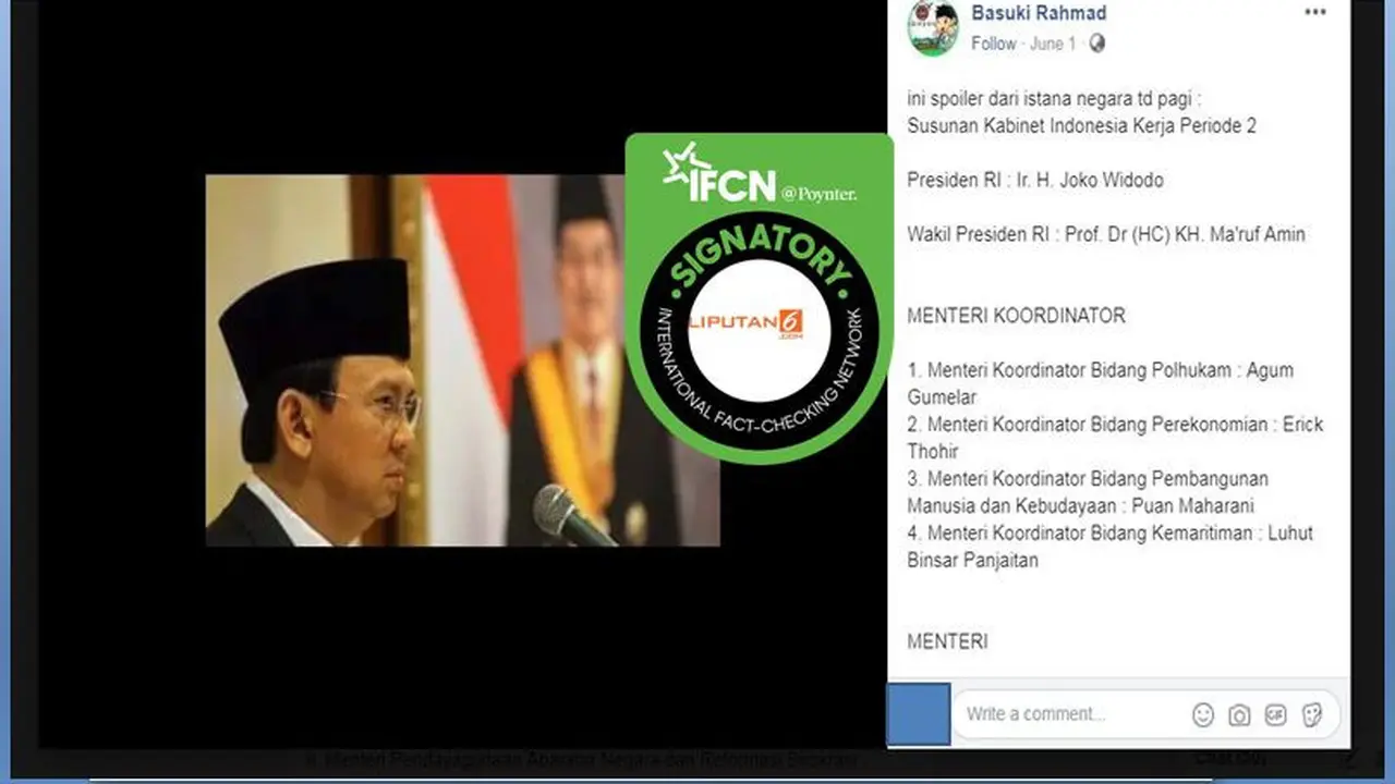 [Cek Fakta] Rancangan susunan Kabinet Kerja Periode 2