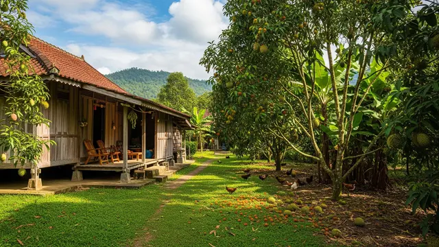 Rumah Desa dengan Kebun Buah di Halaman Samping